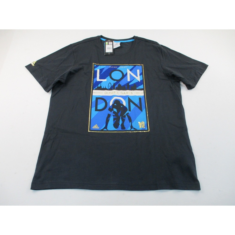 Adidas T-Shirt Mens XL Black London 2012 Olympic Games Poster Graphic Tee NEW